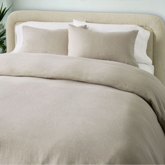 West Elm Dark Flax Warm Gray Melange Linen Cotton Blend Pillow Shams NWT - Picture 4 of 12